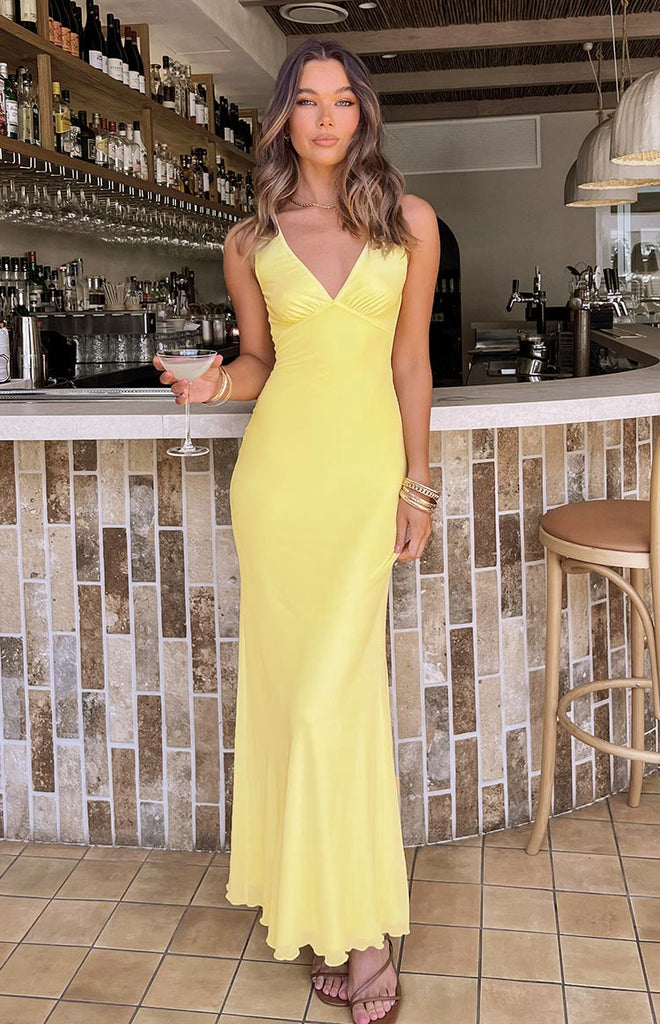 Sunflower Yellow Mesh Maxi Dress – Beginning Boutique