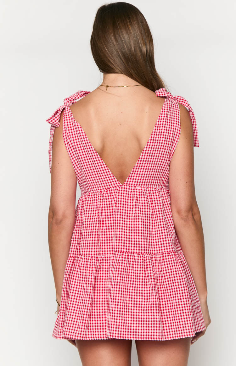 Angel Girl Red Gingham Mini Dress Image