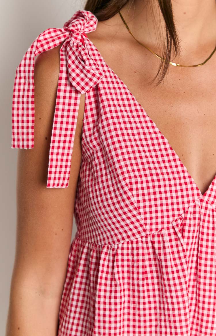 Angel Girl Red Gingham Mini Dress Image