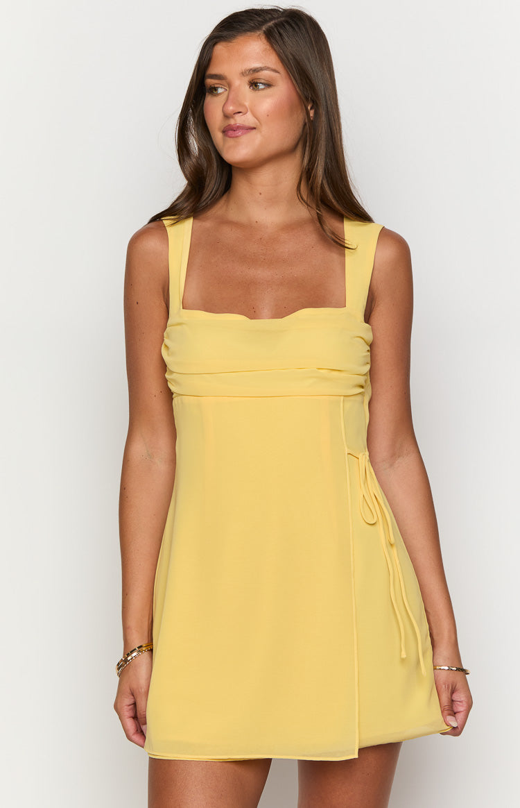 Avi Yellow Chiffon Mini Dress Image