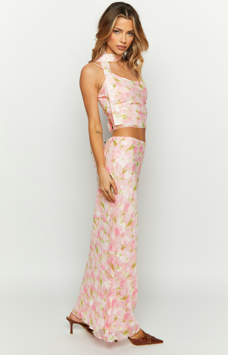 Irina Pink Print Maxi Skirt – Beginning Boutique