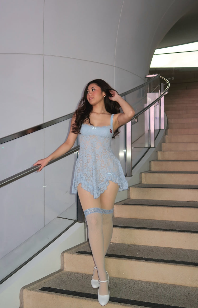 All Mine Blue Lace Mini Dress Image