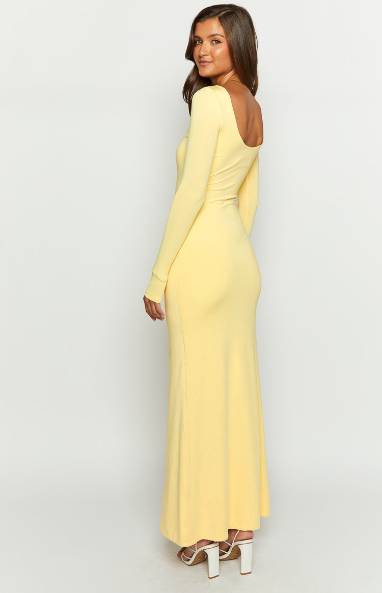 Shop Formal Dress - Amber Glow Yellow Long Sleeve Maxi Dress secondary image