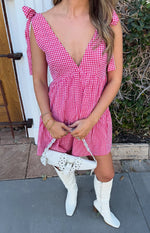 Angel Girl Red Gingham Mini Dress Image