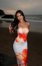 Arizona White Floral Print Maxi Dress Image