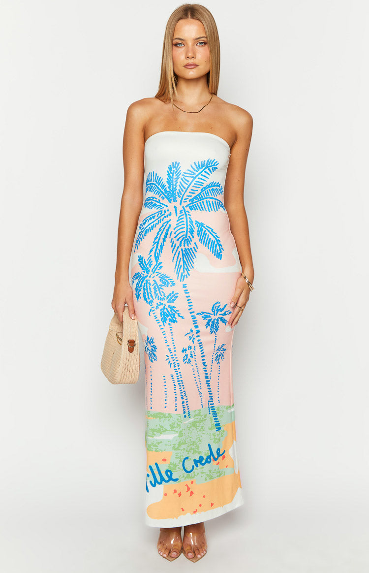 Shop Formal Dress - Arizona Ville Crede Palm Print Maxi Dress sixth image