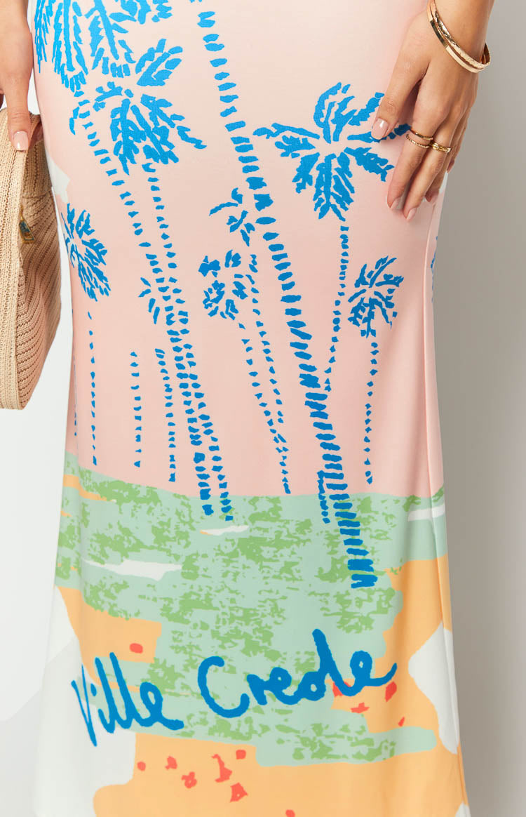 Shop Formal Dress - Arizona Ville Crede Palm Print Maxi Dress fourth image