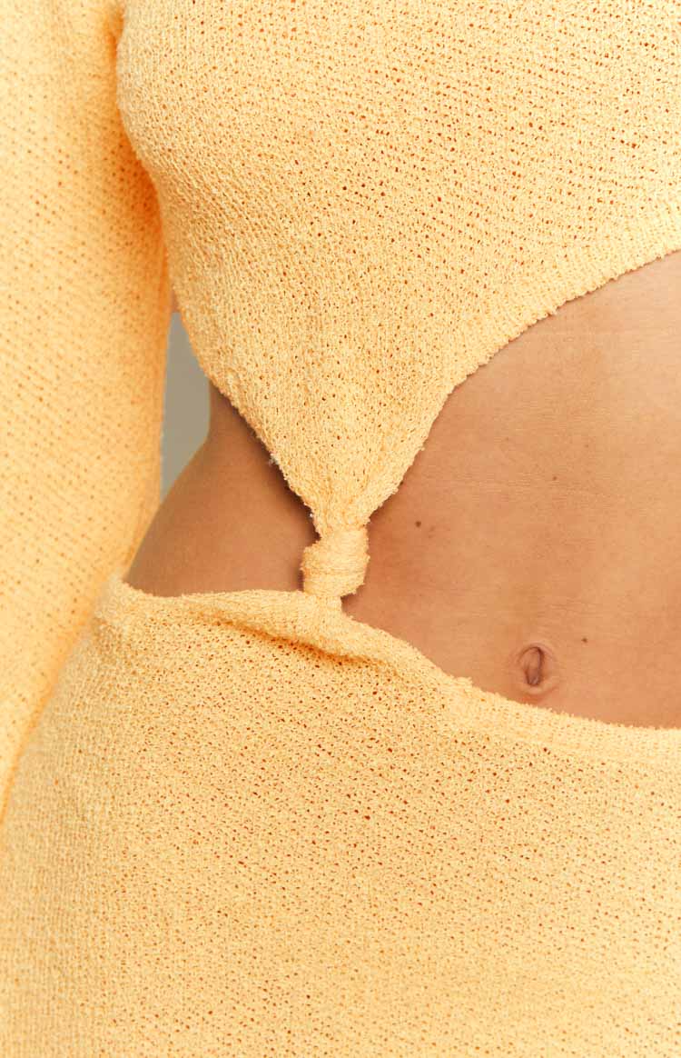 Arya Yellow Long Sleeve Knit Maxi Dress Image