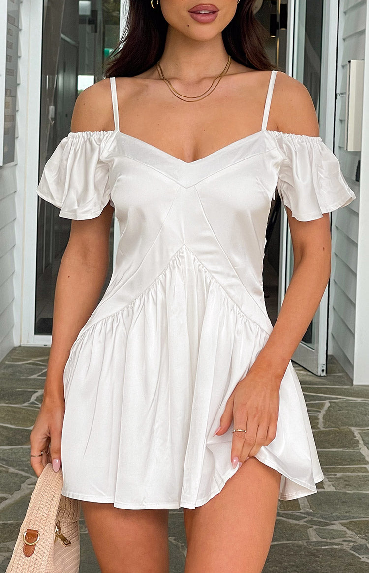 Asher White Satin Playsuit Image