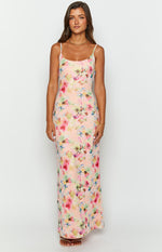 Aster Pink Floral Mesh Maxi Dress Image