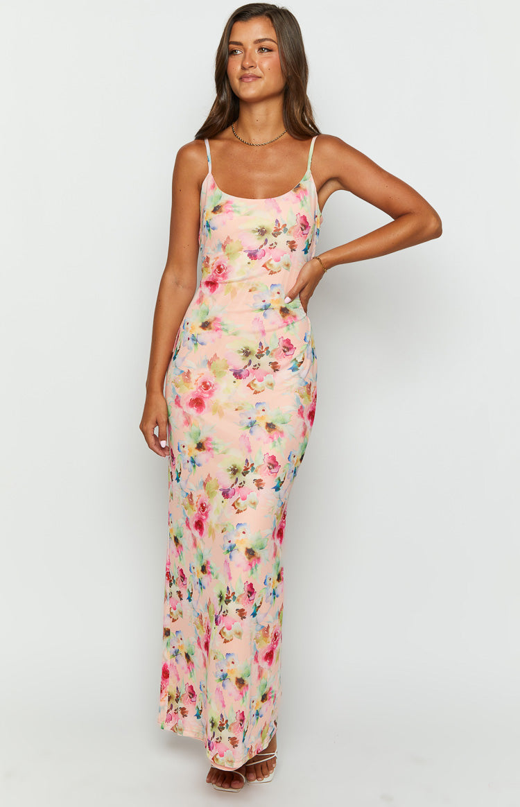 Collective Dress - Aster Pink Floral Mesh Maxi Dress third image