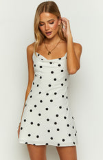 Aura Cowl Neck Polka Dot Mini Dress Image