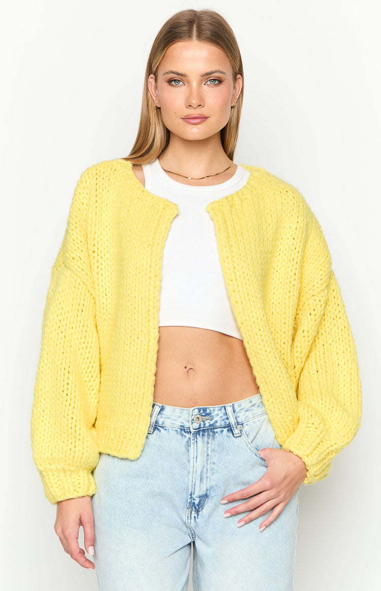 Bad Habits Yellow Knit Cardigan Image