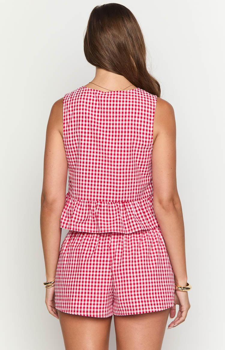 Baxter Red Gingham Top Image