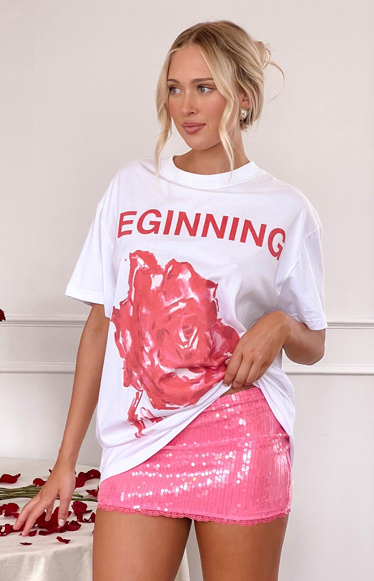 Beginning Rose White Tee Image