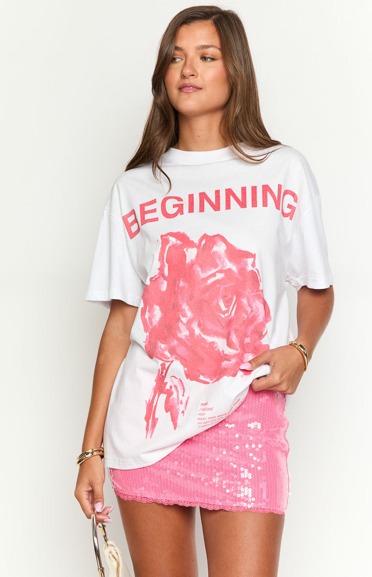 Beginning Rose White Tee Image