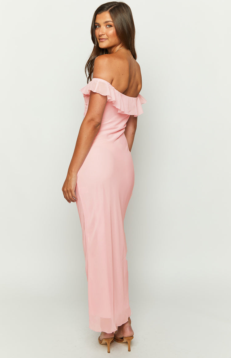 Shop Formal Dress - Bellflower Pink Chiffon Maxi Dress third image