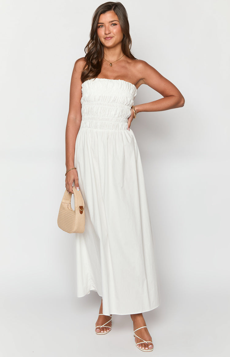 Benetti White Strapless Maxi Dress Image