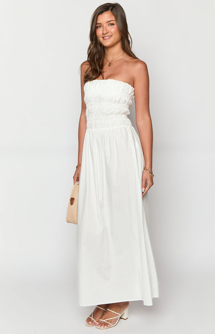 Benetti White Strapless Maxi Dress Image