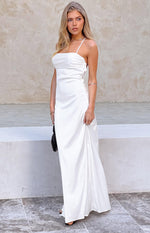 Blaise White Satin Maxi Dress Image