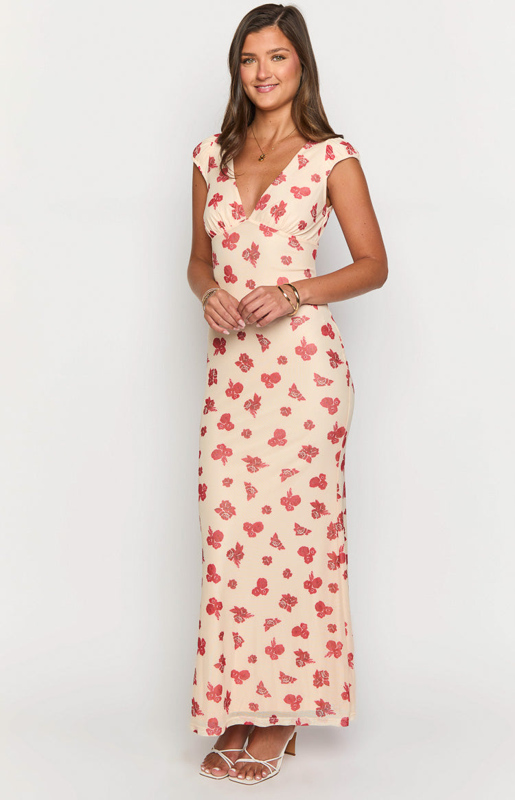 Cali Red Floral Maxi Dress Image