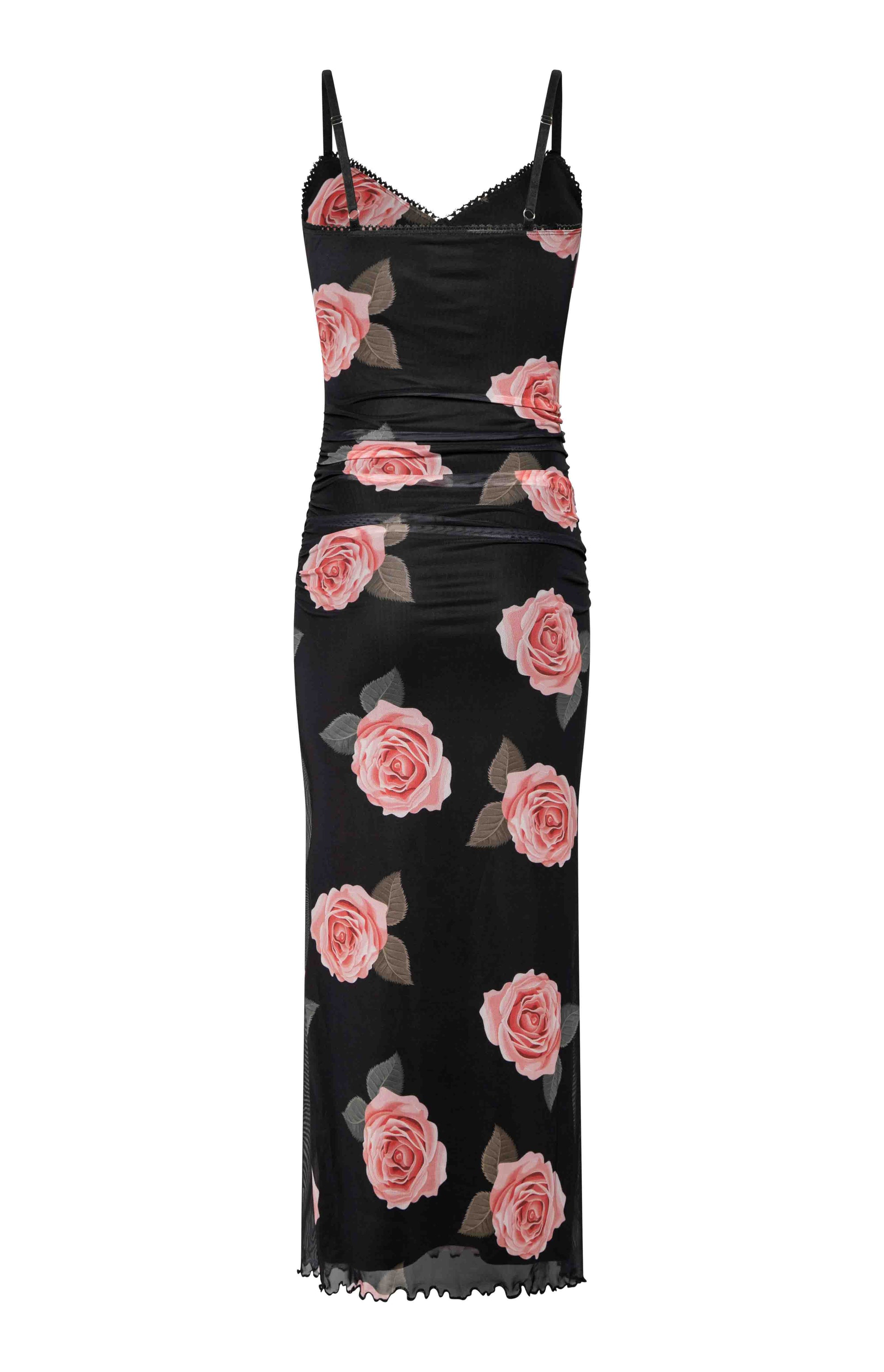 Capri Black Floral Mesh Midi Dress – Beginning Boutique