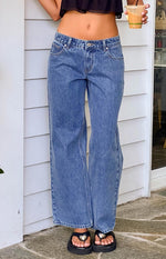 Clara Mid Wash Denim Low Rise Jeans Image