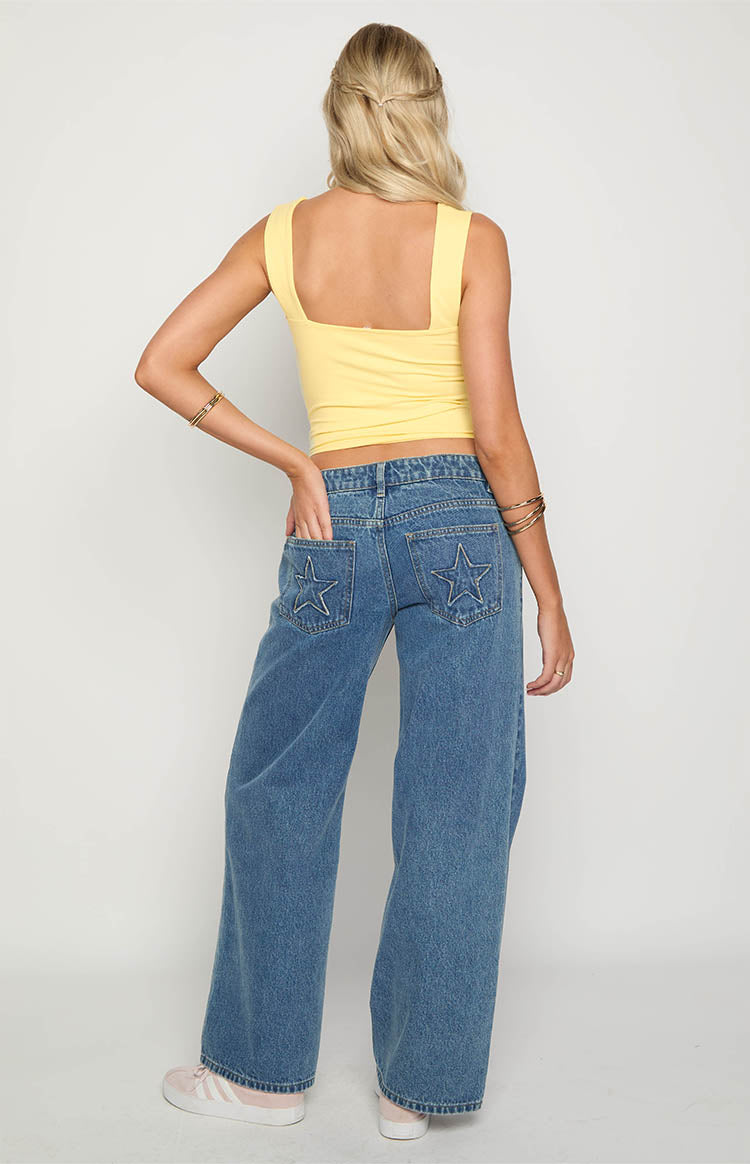 Clara Mid Wash Denim Low Rise Jeans Image