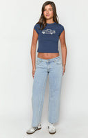 Clara Star Light Wash Denim Low Rise Jeans