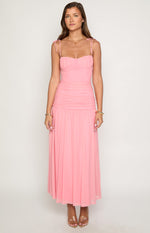 Clare Pink Ruched Maxi Dress Image