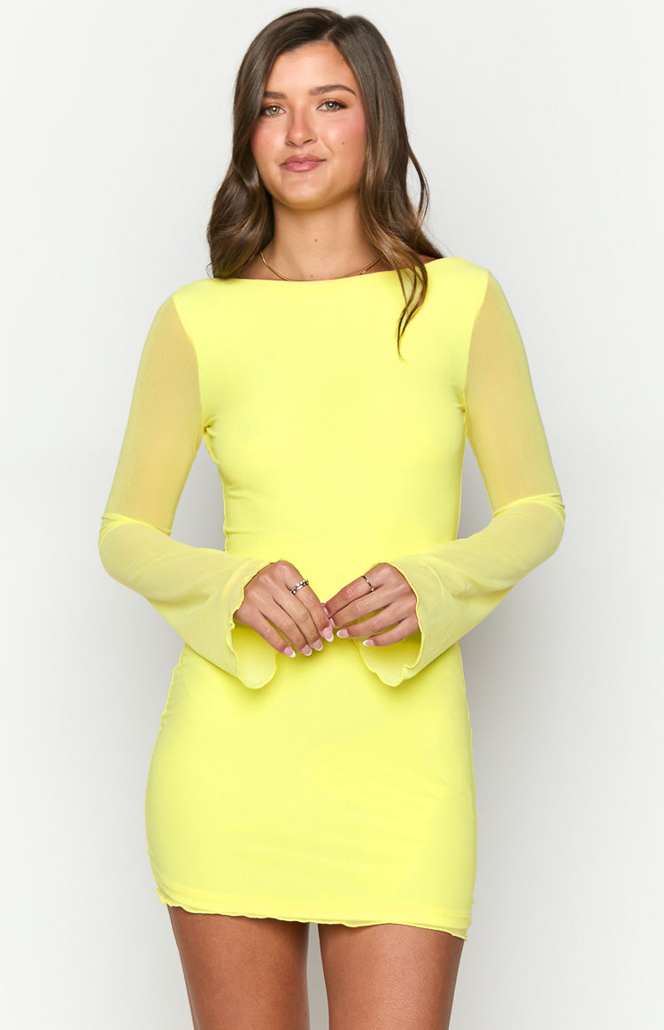 Clyde Yellow Long Sleeve Mini Dress Image