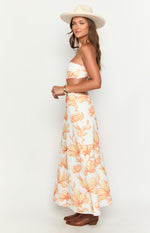 Coen Orange Floral Strapless Maxi Dress Image