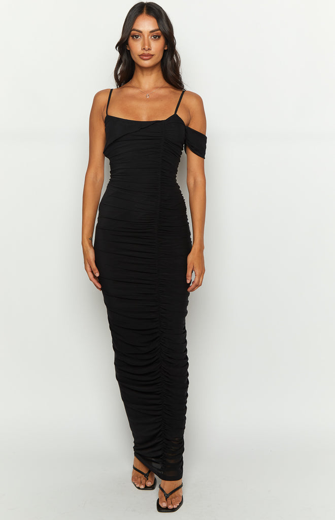 Cordelia Black Mesh Formal Maxi Dress – Beginning Boutique