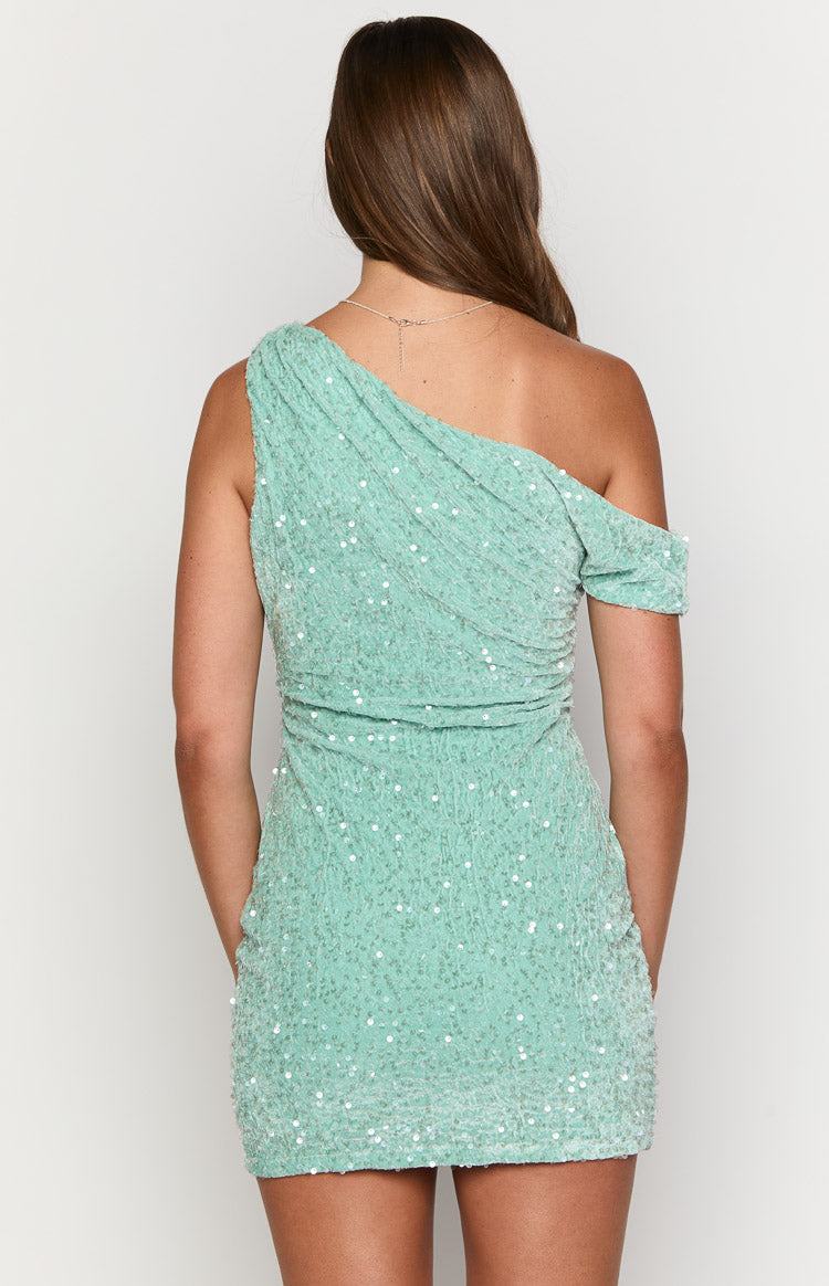 Dayton Teal Sequin Mini Dress Image