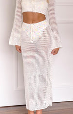 Dally White Crochet Maxi Skirt Image