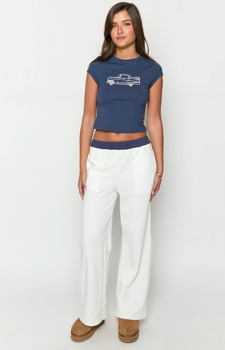 Dania Cream And Navy Contrast Track Pants Image