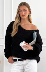 Delvey Black Chunky Knit Sweater Image