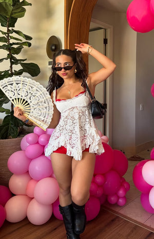 All Mine White Lace Mini Dress