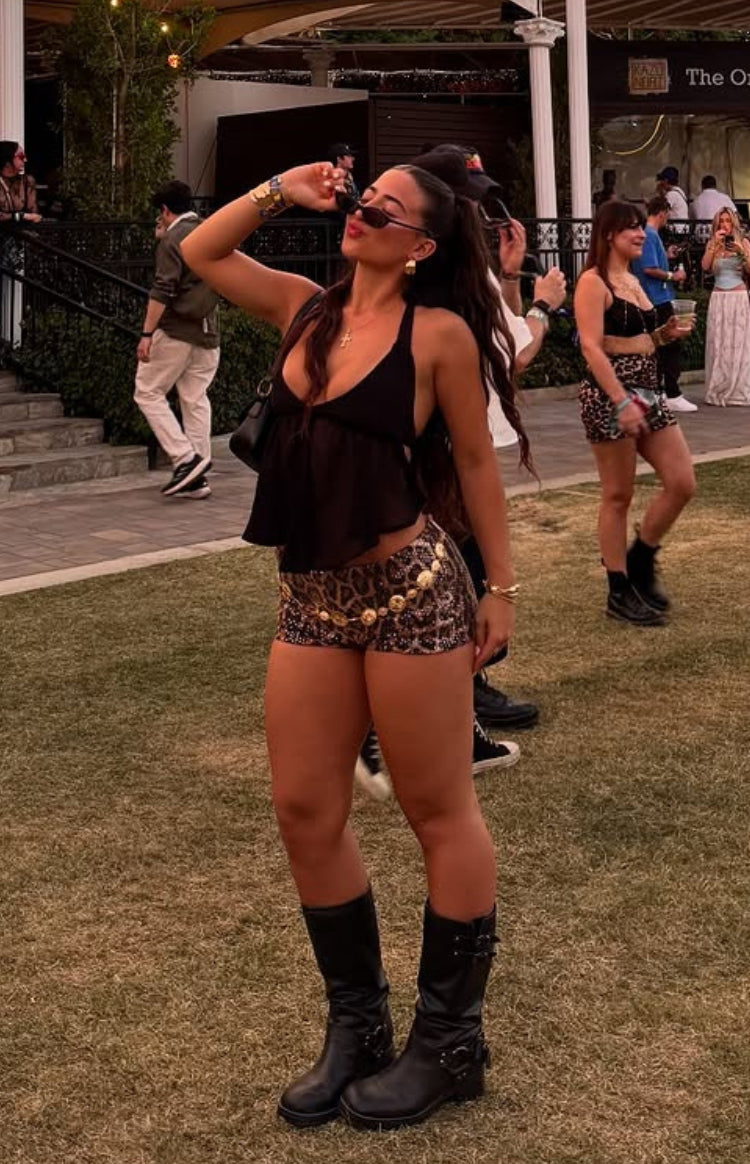 Calithea Leopard Sequin Micro Shorts Image