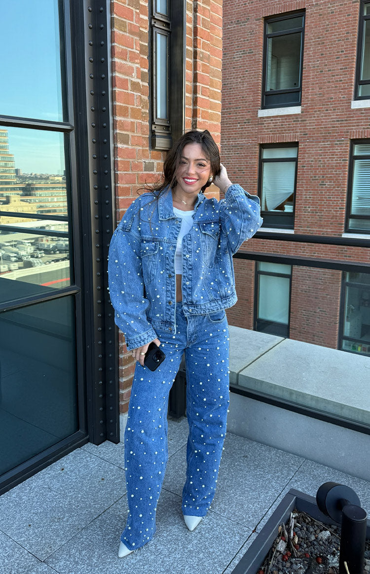 Denim Dazzle Pearl Mid Wash Denim Jacket Image