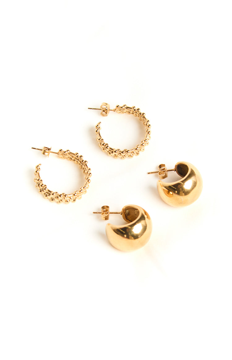 Ellarah Gold Hoop Earrings 2 Pack Image