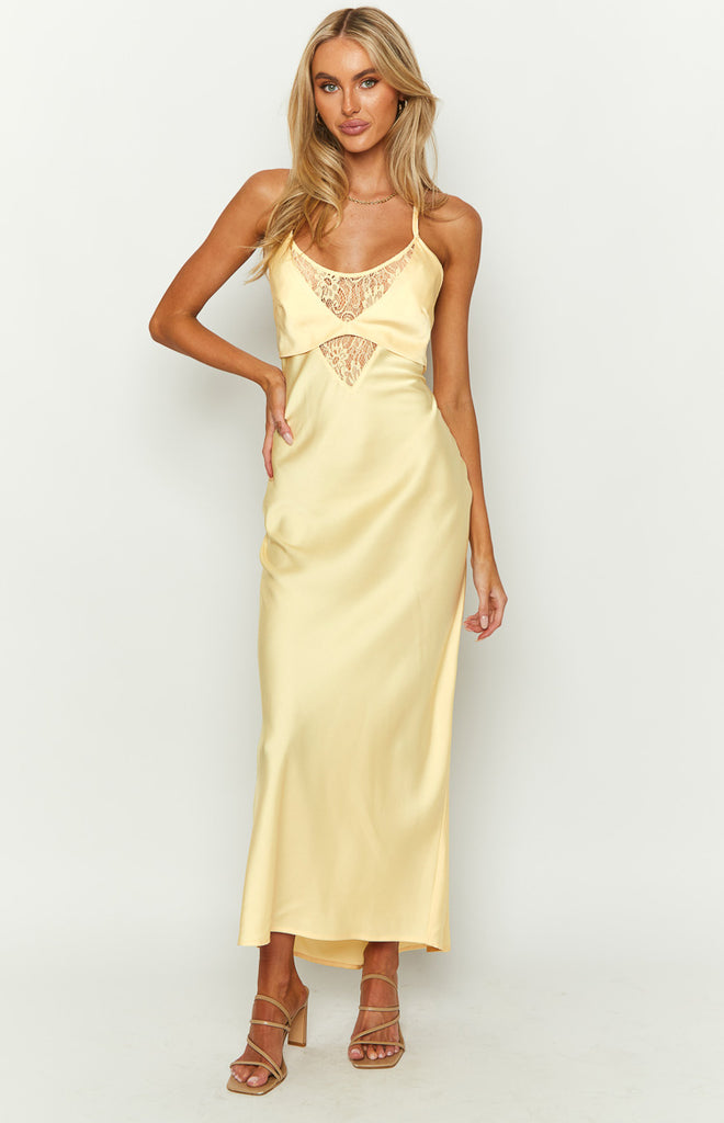 Elery Light Yellow Midi Dress – Beginning Boutique