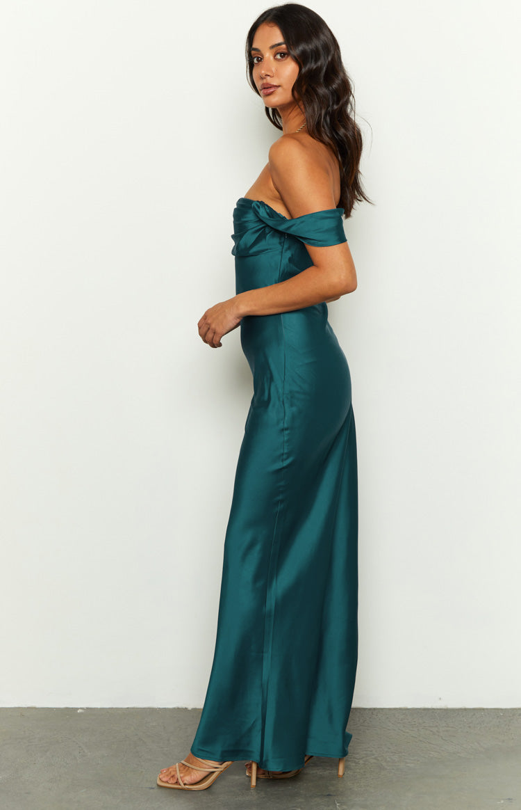 Shop Formal Dress - Ella Teal Off Shoulder Formal Maxi Dress featured image