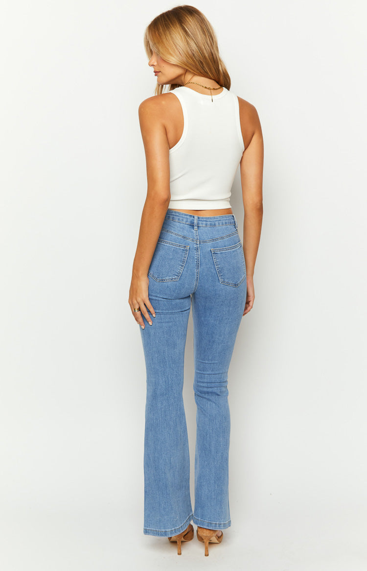 Elowen Mid Wash Flared Denim Jeans Image