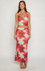 Elsa Green Floral Halter Top Image