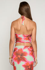 Elsa Green Floral Halter Top Image