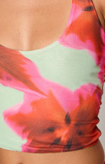 Elsa Green Floral Halter Top Image