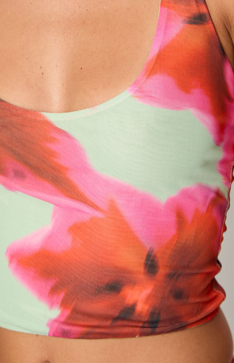 Elsa Green Floral Halter Top Image