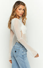 Embry White Long Sleeve Knit Top Image