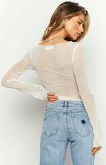 Embry White Long Sleeve Knit Top Image